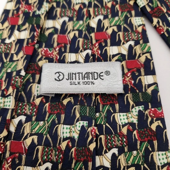 Vintage Equestrian Print 100% Silk Neck Tie - Picture 4 of 5
